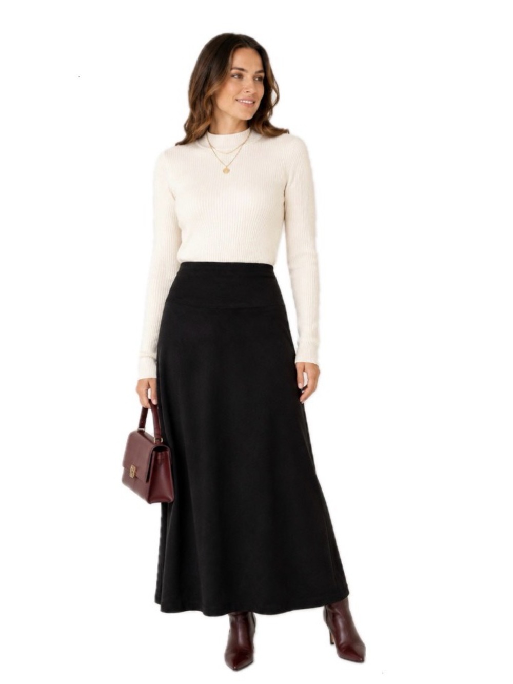 Tribeca Studio, Elegant Faux Suede Black Women's Skirt, Size 10